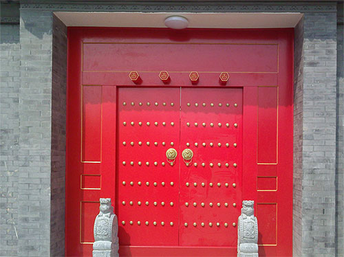 南口街道中国传统四合院系列朱红色中式木制大门木作